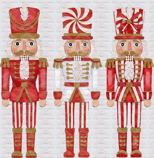 XMAS_Nutcracker_Faux Paint_Trio_Red and White_Preppy_Faux Glitter
