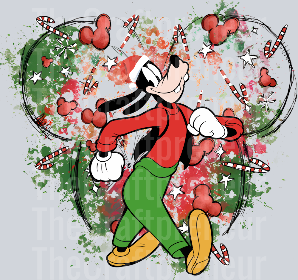 Big Dog Watercolor Christmas DTF Transfer