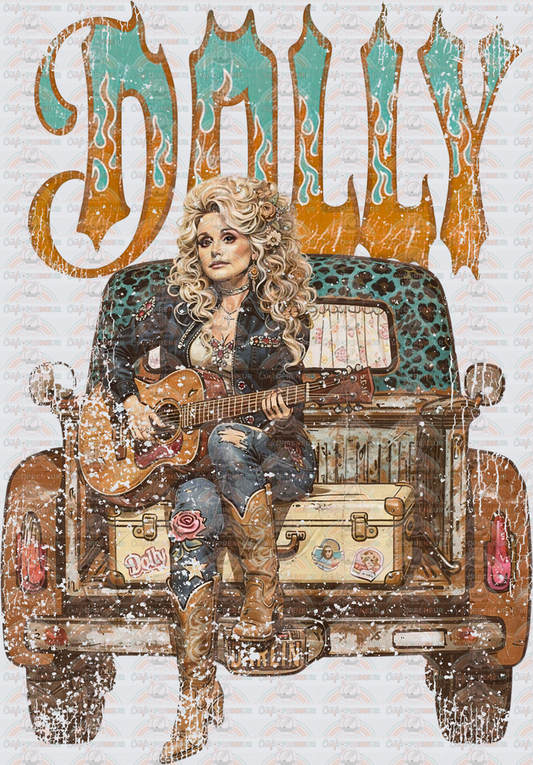 Music_Country Music_Dolly Parton_Vintage Truck Distressed_Guitar_Grunge_Distressed