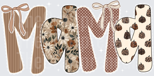 002_Family_Name Set_Fall_Autumn_Grandparent_Boho_Coquette Bow_Pumpkin_Microfloral_Mama