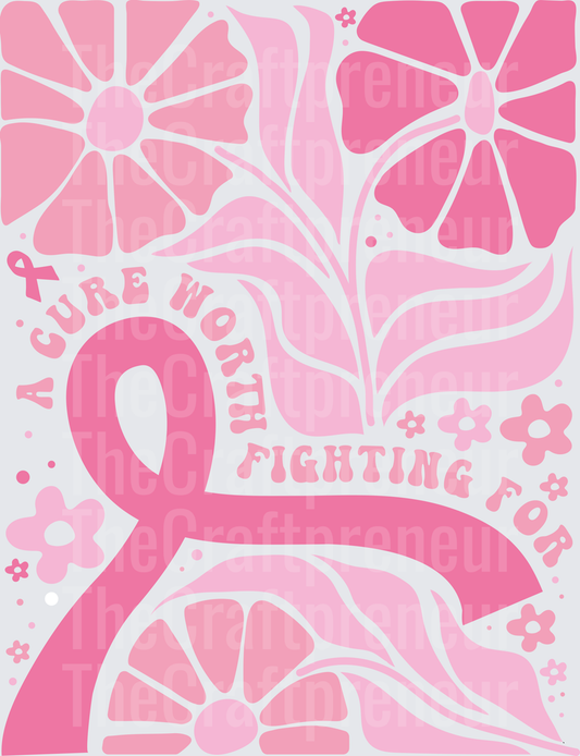 002_Causes_Cancer_BCA_Breast Cancer_Groovy Florals_Pink Ribbon_Oversized_A Cure Worth Fighting For_Pastel Pink