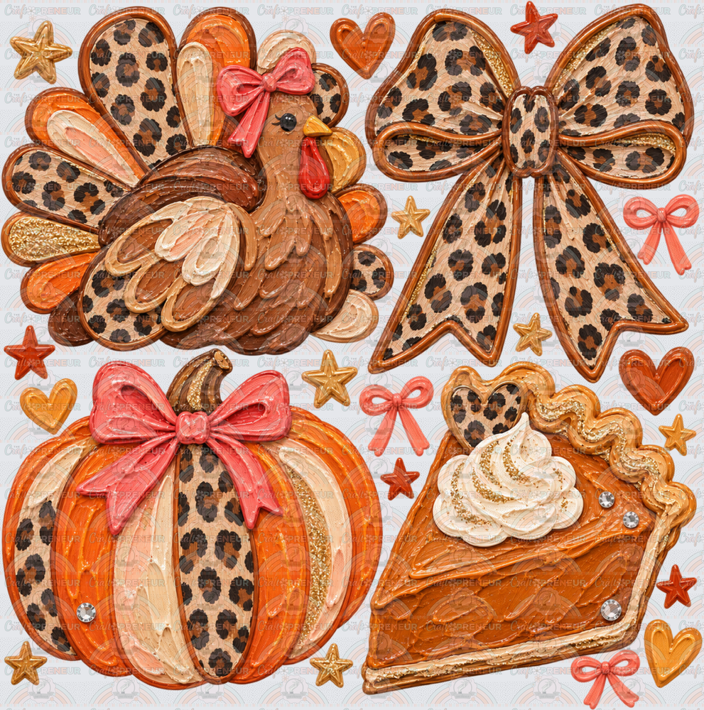 Holidays_Thanksgiving_Fall_Faux Paint_Turkey_Pie_Coquette Bow_Cheetah