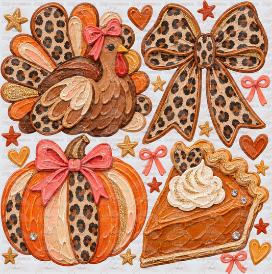 Holidays_Thanksgiving_Fall_Faux Paint_Turkey_Pie_Coquette Bow_Cheetah