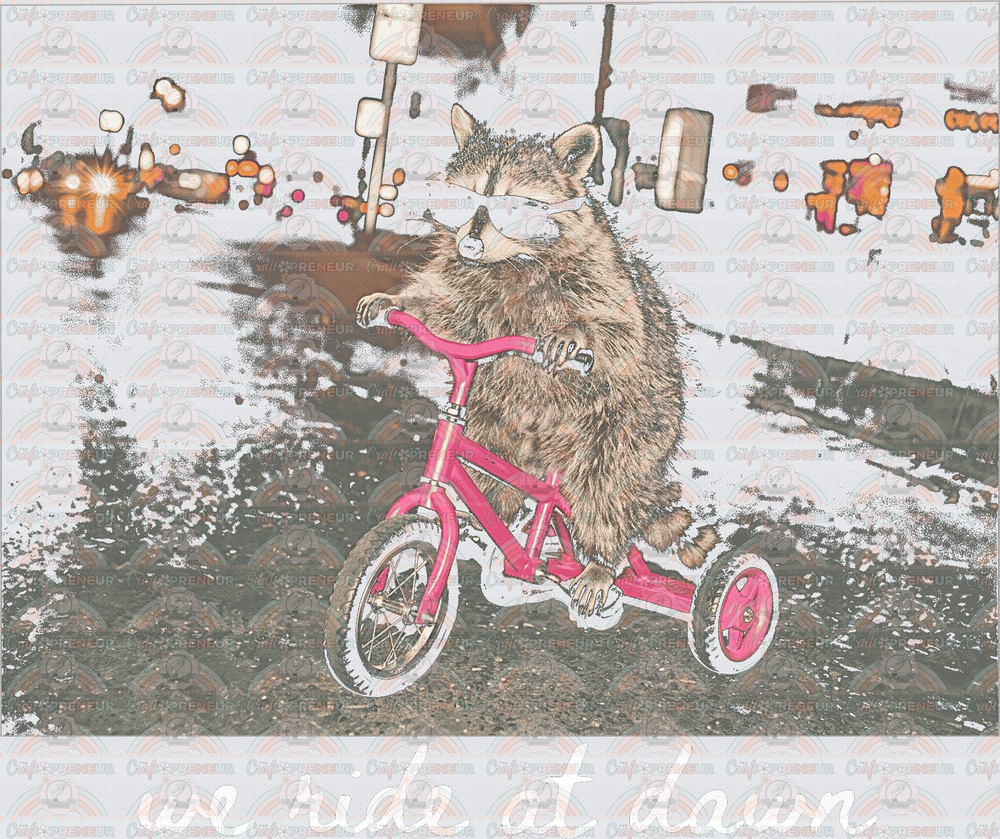 Sarcasm_Raccoon_We Ride at Dawn_Tricycle_halftone