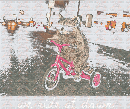 Sarcasm_Raccoon_We Ride at Dawn_Tricycle_halftone