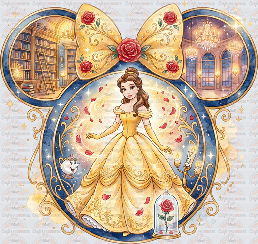 002_Disney_Princess_Watercolor_Mouse Ears_Minnie Ears_Beauty and the Beast_Belle