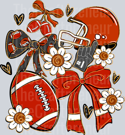 Red Football Team Pride Coquette Bow DTF Transfer