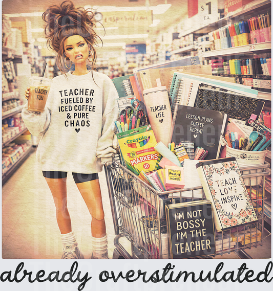 School_Teacher_Overstimulated_Shopping_Retail Therapy_Fueled By Iced Coffee_Notebooks_Lesson Plans_TJ Maxx_Marshalls_Homegoods_Supplies_School Supplies_Brunette_Black