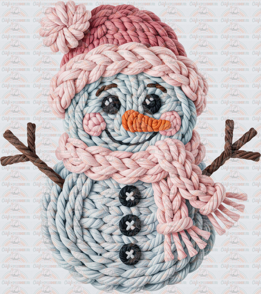 Seasonal_Winter_Snowman_Faux Yarn_Chunky Yarn_Pink Scarf