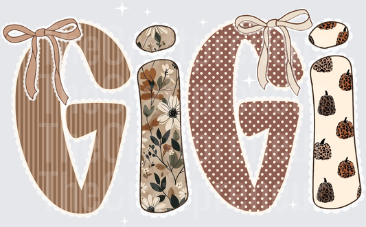 002_Family_Name Set_Fall_Autumn_Grandparent_Boho_Coquette Bow_Pumpkin_Microfloral_Gigi