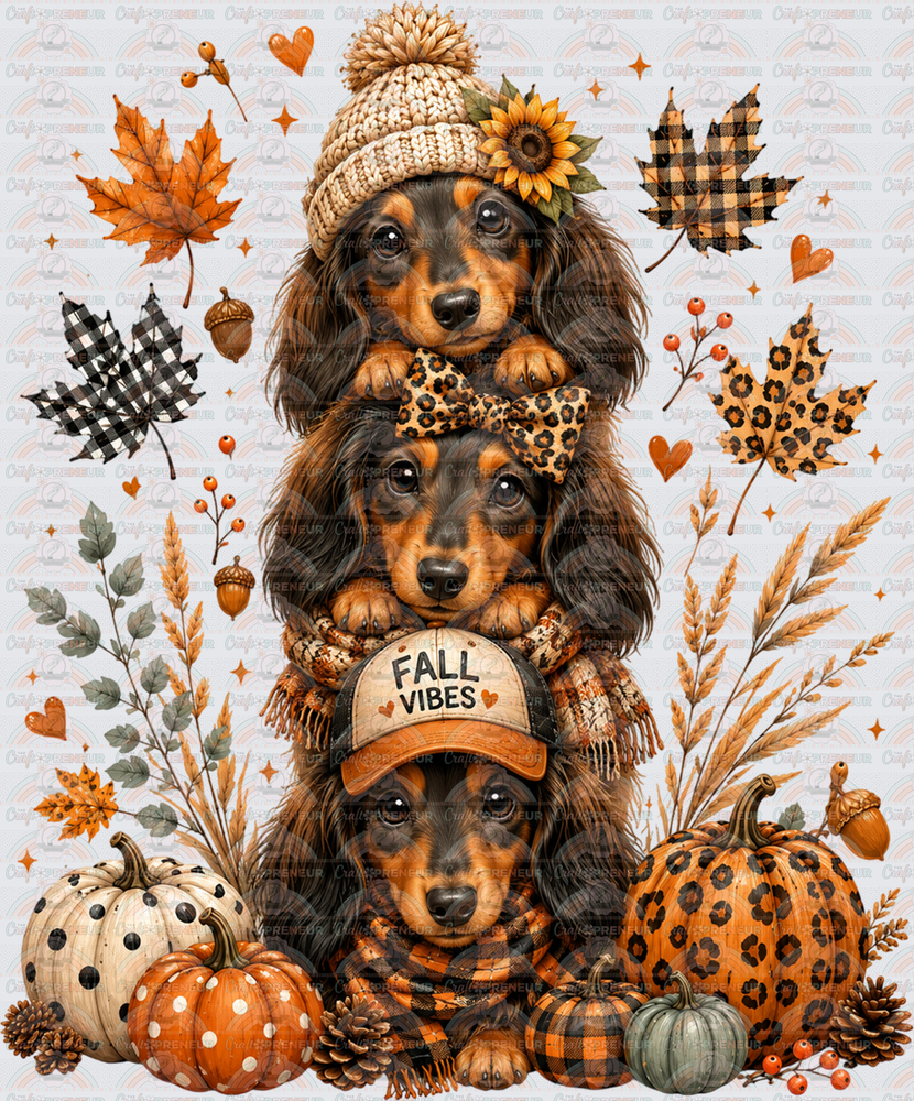 Fall_Dogs_Dachshund_Breeds_Stack_Pumpkins_Gingham_Long Haired Dachshund_Fall Vibes