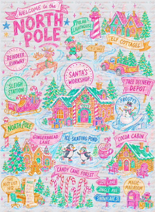 001_XMAS_Pink Christmas_Preppy_Brush Stroke_Sketch_North Pole Map_Girly_Matching Set_Back