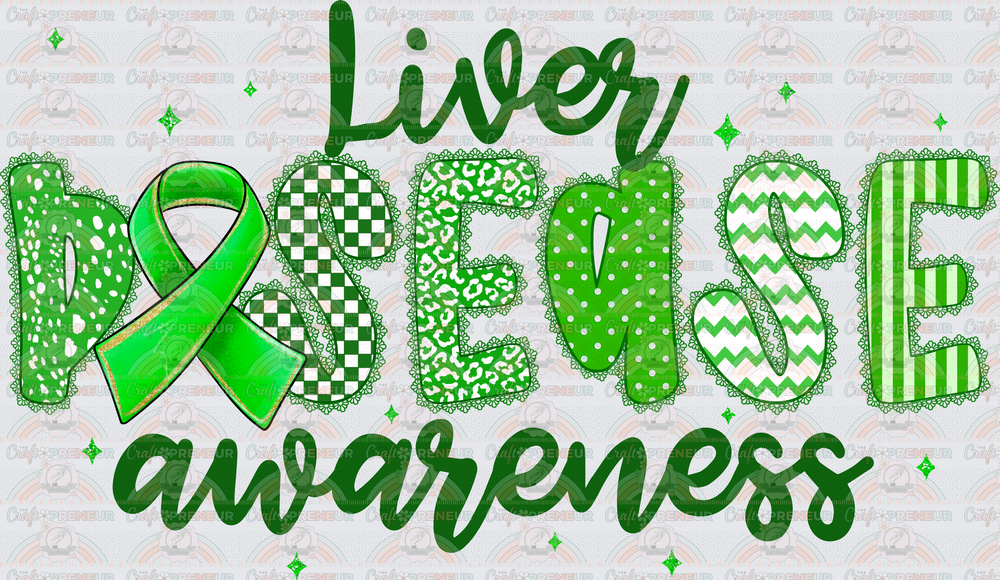 Causes_Illness_Liver Disease_Green Ribbon_Typography