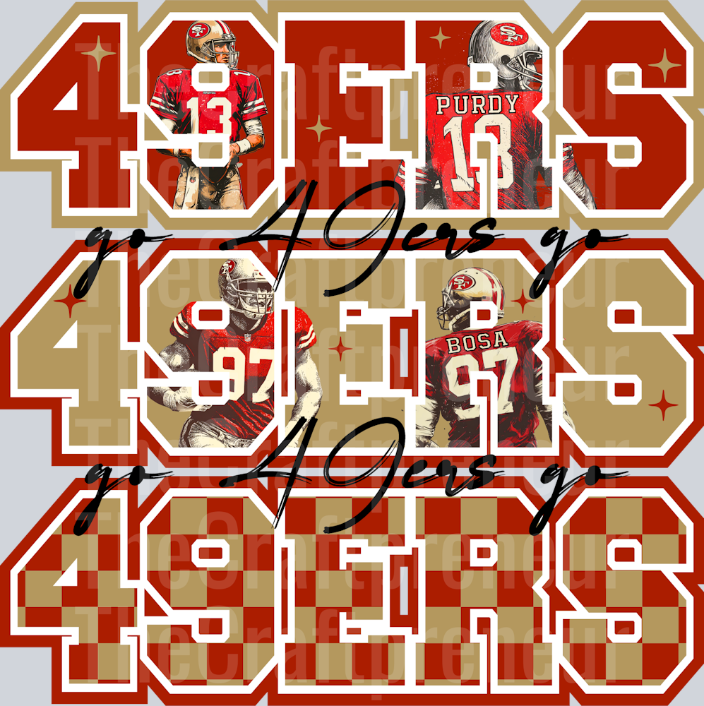 San Francisco 49ers Varsity Team Stack DTF Transfer