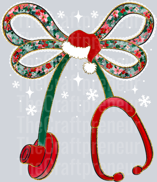 Christmas Stethoscope DTF Transfer (White)
