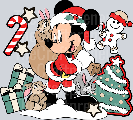 Mr. Mouse Christmas Tree Cake Front & Back (Front) DTF Transfer