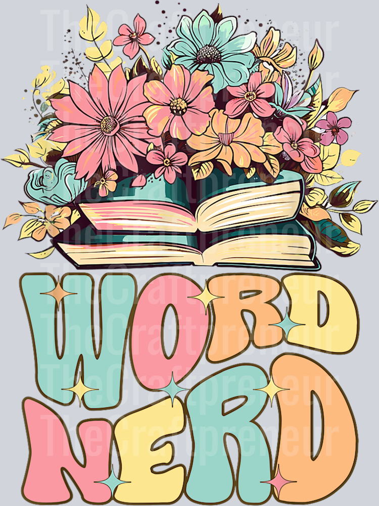 Word Nerd Groovy Floral Book DTF Transfer