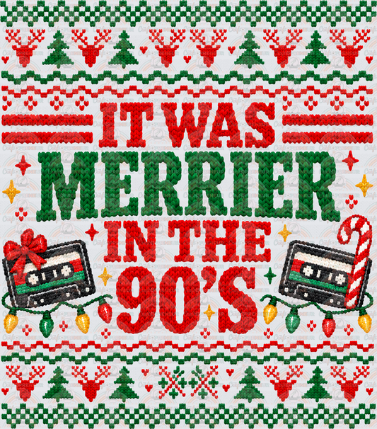 XMAS_Vintage_Nostalgia_Retro_Y2K_90s_Merrier in the 90s_Throwback_Ugly Christmas Sweater