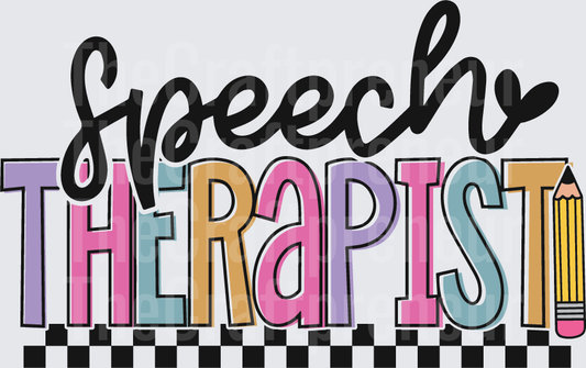 002_School_Jobs_Retro_Checkerboard_Tall Letter_Typography_SLP_Speech Therapist