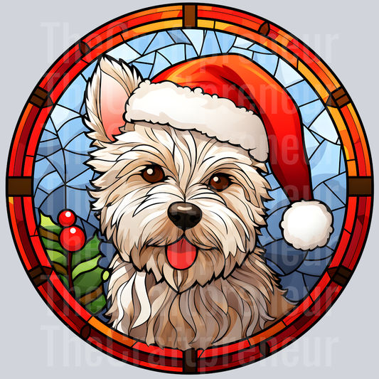 West Highland Terrier Christmas Stained Glass DTF Transfer