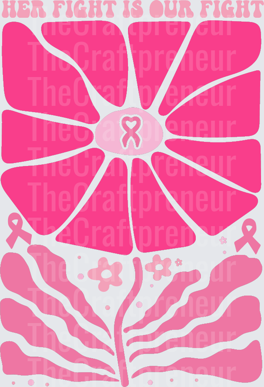 002_Causes_Cancer_BCA_Breast Cancer_Groovy Florals_Pink Ribbon_Oversized_Her Fight is Our Fight_Support