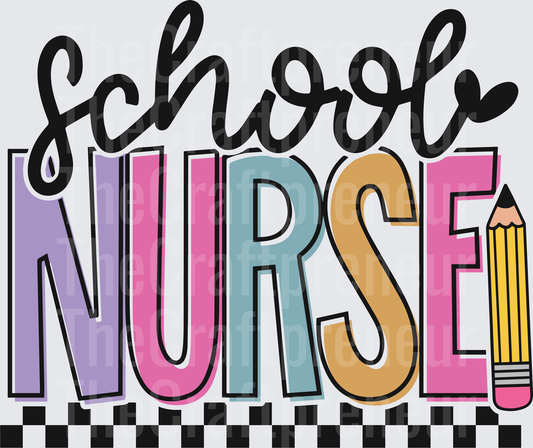 002_School_Jobs_Retro_Checkerboard_Tall Letter_Typography_Medical_Nurse_School Nurse