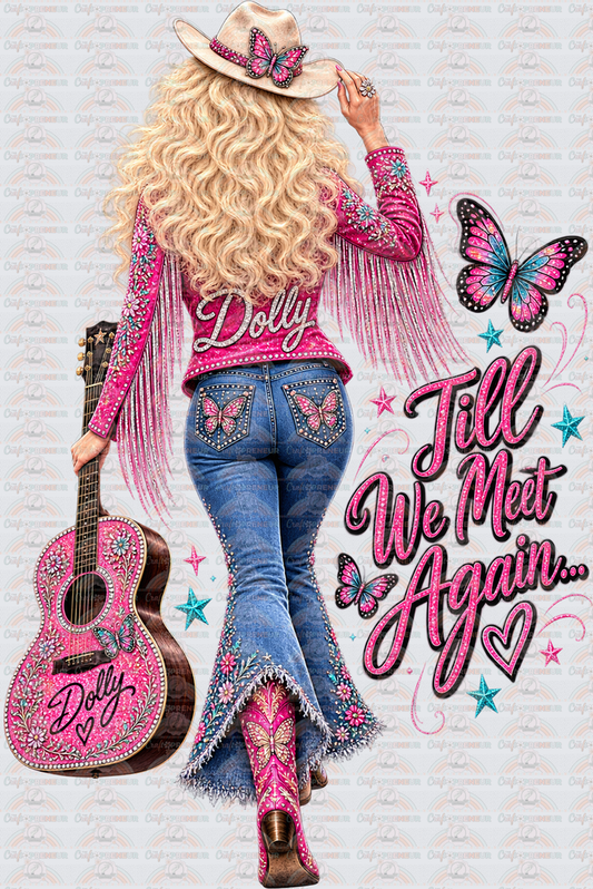Music_Country Music_Dolly Parton_Back Silhouette_Rhinestones_Guitar_Til We Meet Again