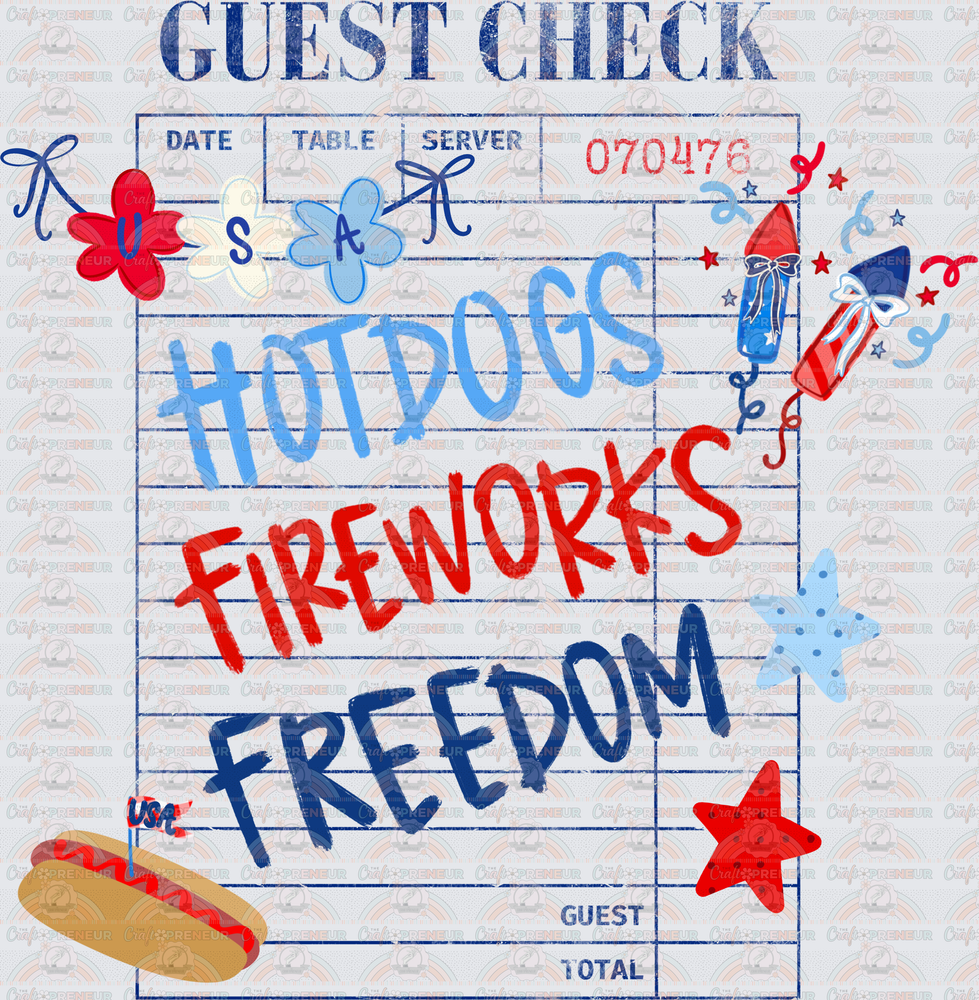 USA_4th of July_Guest Check_Hotdogs_Fireworks_Freedom_