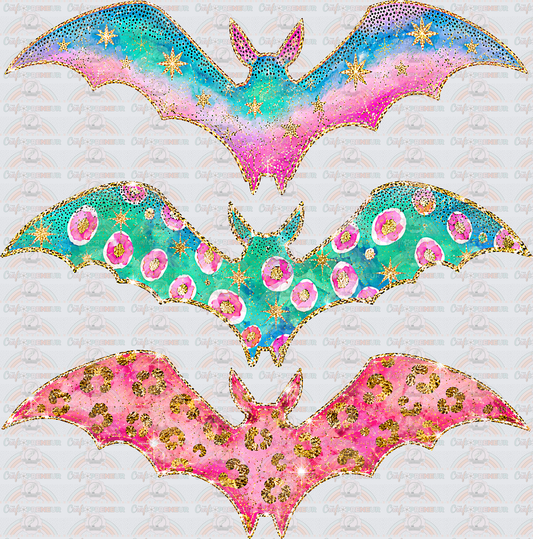 Halloween_Bats_Preppy_Faux Glitter_Watercolor_Trio_Boutique Style