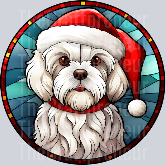Maltese Christmas Stained Glass DTF Transfer
