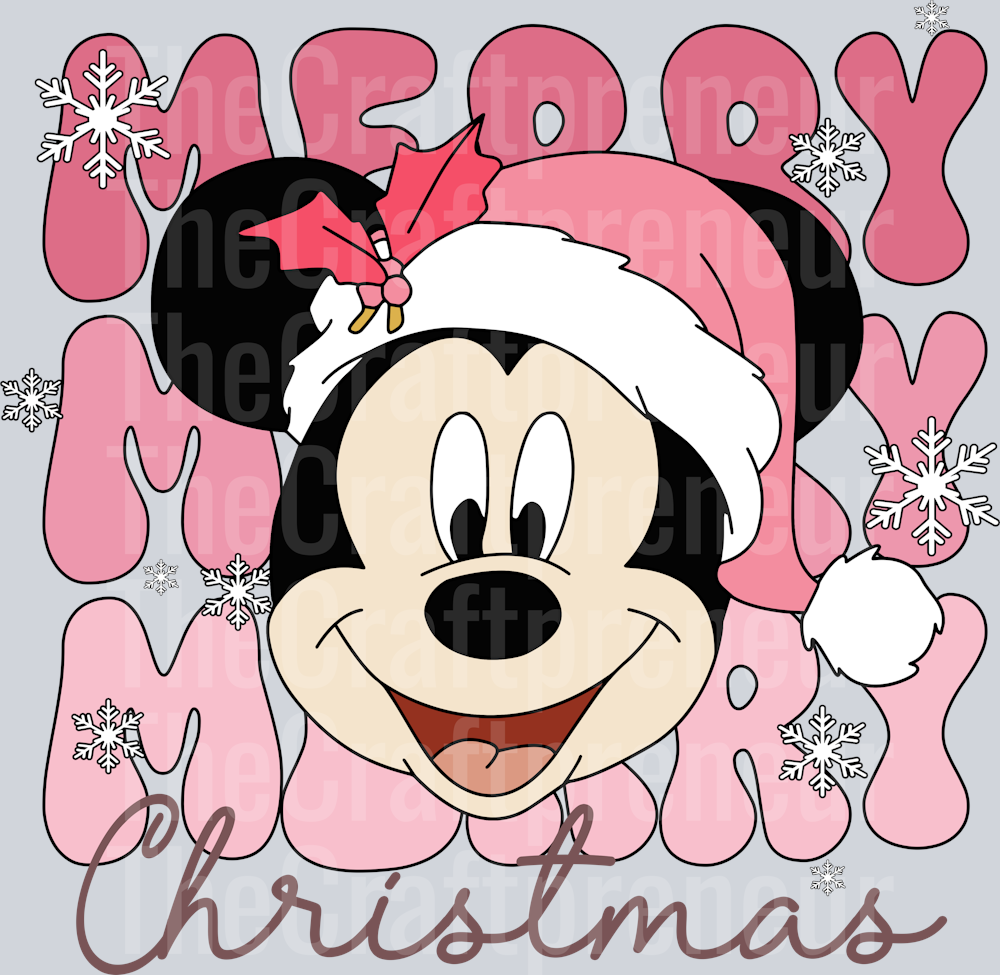 Mr. Mouse Pink Christmas Groovy Stack DTF Transfer