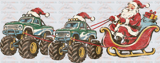 XMAS_Monster Truck_Santa_Santas Sleigh_Reindeer_Youth_Kids_Grunge