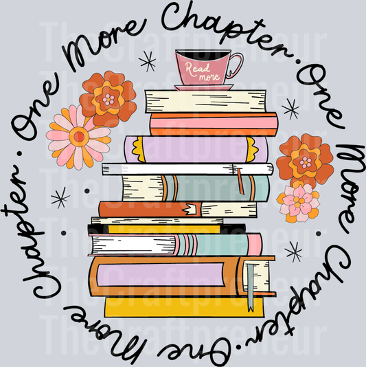One More Chapter Circle Book Stack DTF Transfer