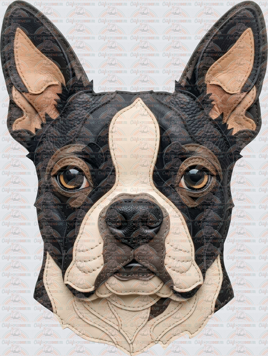 002_Dogs_Breeds_Faux Leather_Faux Embroidery_Hyperrealistic_Boston Terrier