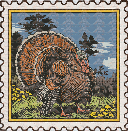 Hobbies_Hunting_Turkey_Hunting Season_Postage Stamp_Vintage