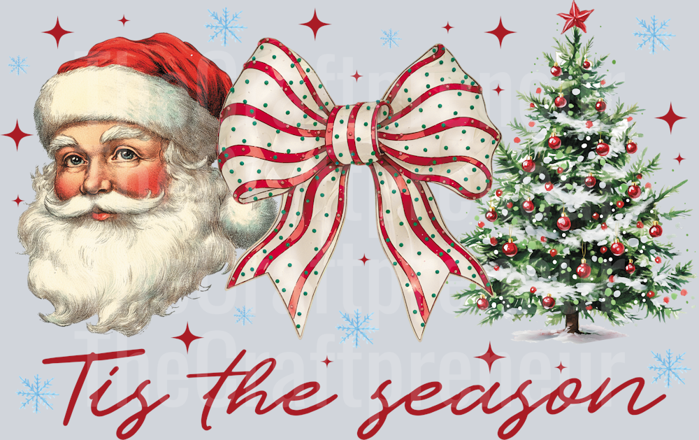 Retro Tis the Season Santa Coquette Bow DTF Transfer