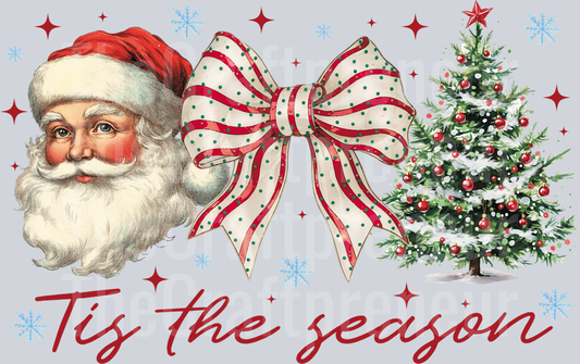 Retro Tis the Season Santa Coquette Bow DTF Transfer