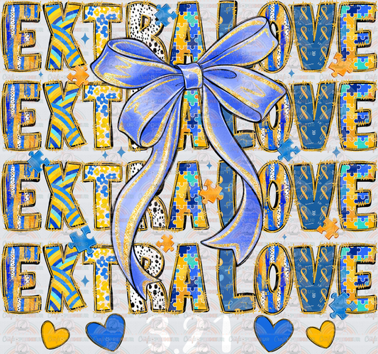 002_Causes_Down Syndrome_Awareness_Blue and Yellow_March Causes_Chromosomes_Extra Love_Word Stack