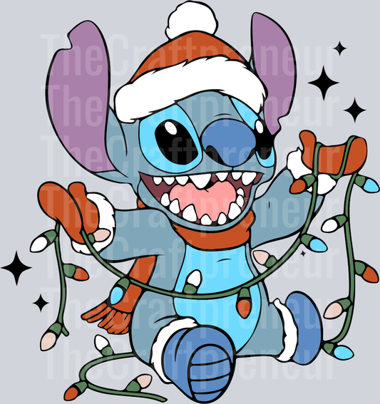 Blue Dog Merry Christmas Retro Santa Front & Back (Front) DTF Transfer