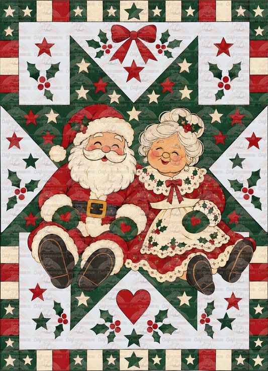 XMAS_Vintage_Boutique Style_Santa_Mrs Clause_Patchwork_Quilt_90s Christmas