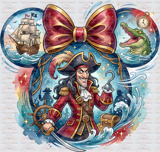 002_Disney_Villains_Mouse Ear_Minnie Ears_Watercolor_Peter Pan_Captain Hook