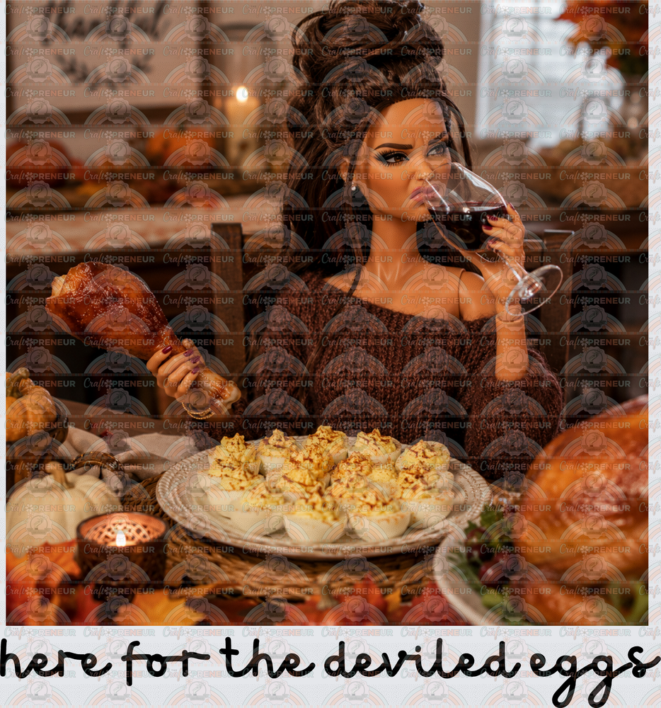 Thanksgiving_Ratchet Barbie_Here for the Deviled Eggs_Turkey_Family Dinner_Wine_Stank Face_Black