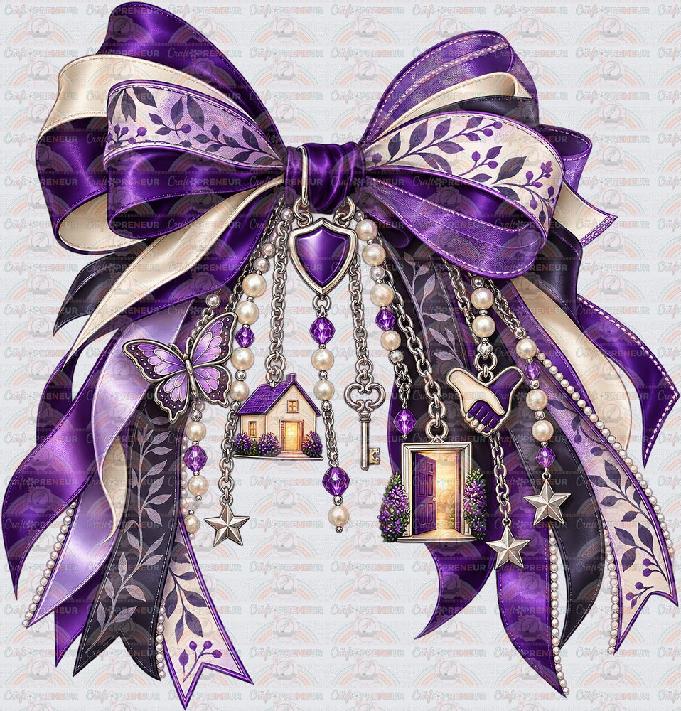 Causes_Domestic Violence_Awareness_Purple Ribbon_Coquette Bow_Charm Bow