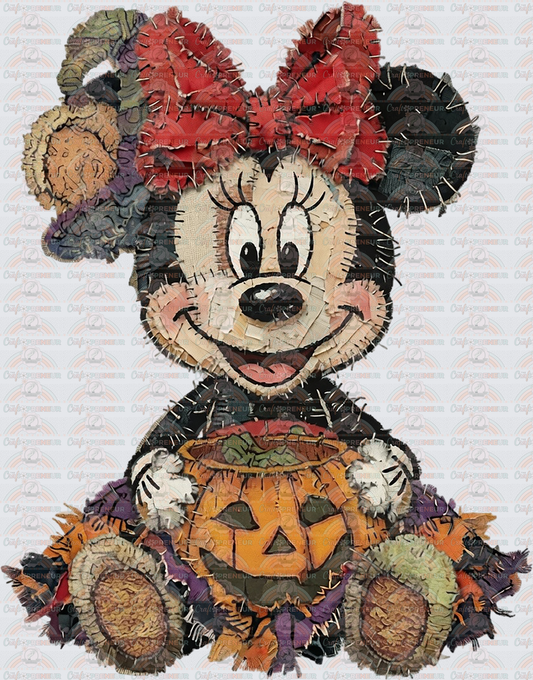 002_Disney_Halloween_Patchwork_Faux Embroidery_Vintage_Mickey Mouse_Minnie Mouse_Matching Set_Jack o Lantern_Hers