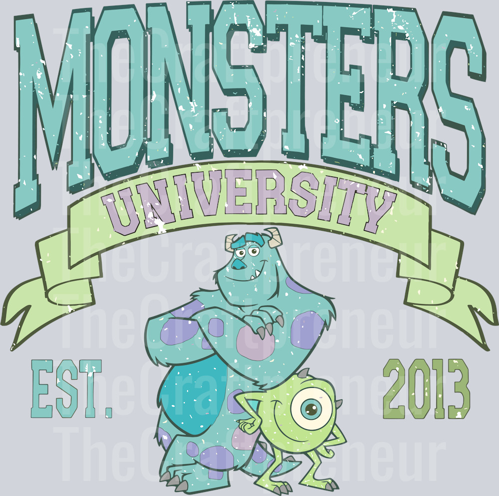 Distressed College University Monster DTF Trransfer