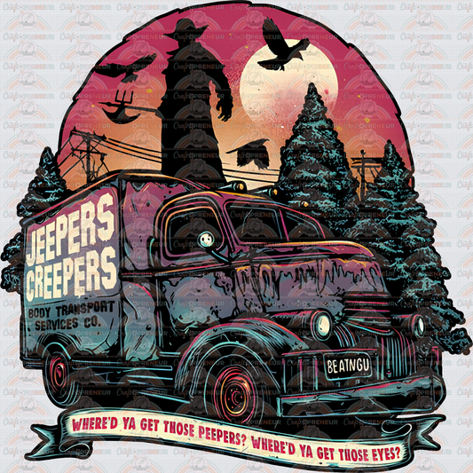 Halloween_Horror_Jeepers Creepers_Truck_Ravens_Crows_Spooky Season_Halftone