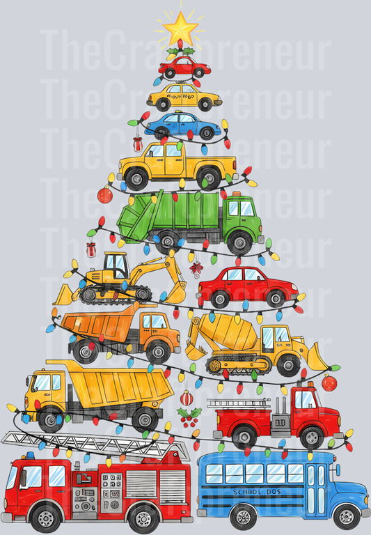 Christmas Tree Truck Stack DTF Transfer
