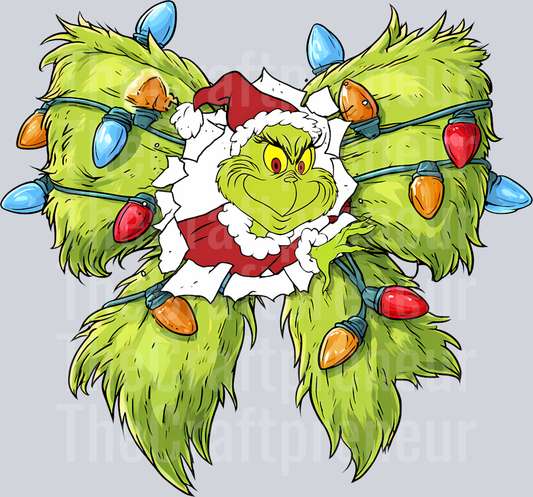(Set!) The Grinch Front & Back Coquette Bow DTF Transfer (Front)