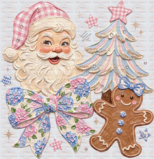 XMAS_Preppy_Santa_Faux Paint_Christmas Tree_Gingham_Boutique Style_Hydrangea_Gingerbread Man_Pink Christmas_Tree