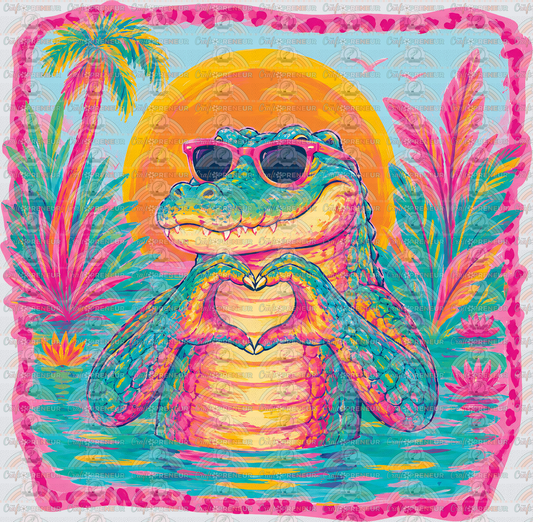 Summer_Alligator_Vibrant_Neons_Vacation_Palm Trees_Island_Tropical_Florida_Heart Hands